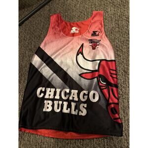 Vintage 1990s Chicago Bulls Reversible Starter Jersey Size Small All Over Print